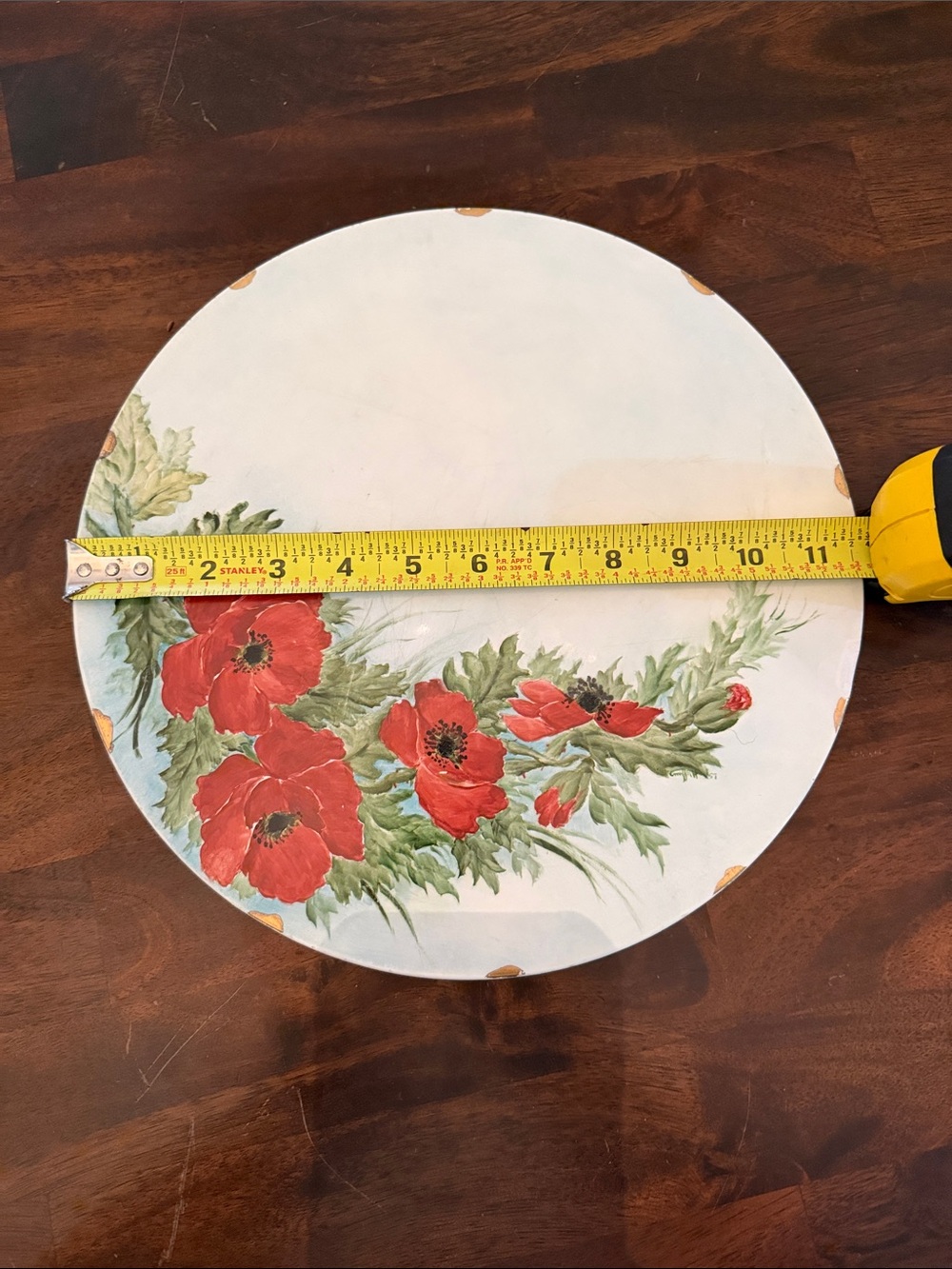 Red Poppy Floral Wall Decor Plate - Home Accent